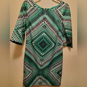 Banana Republic Green  Navy and white Patterned Dress size 4